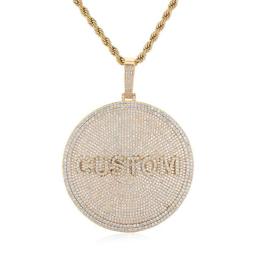 Hip Hop Jewelry Round Star Crown Letter Pendant Accessories Zircon Men's Necklace f738