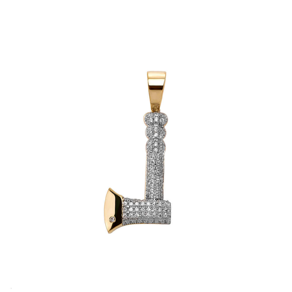Hip-Hop Axe-Shaped Personality Jewelry Men's Trendy Pendant Micro-Inlaid Full Zircon Necklace