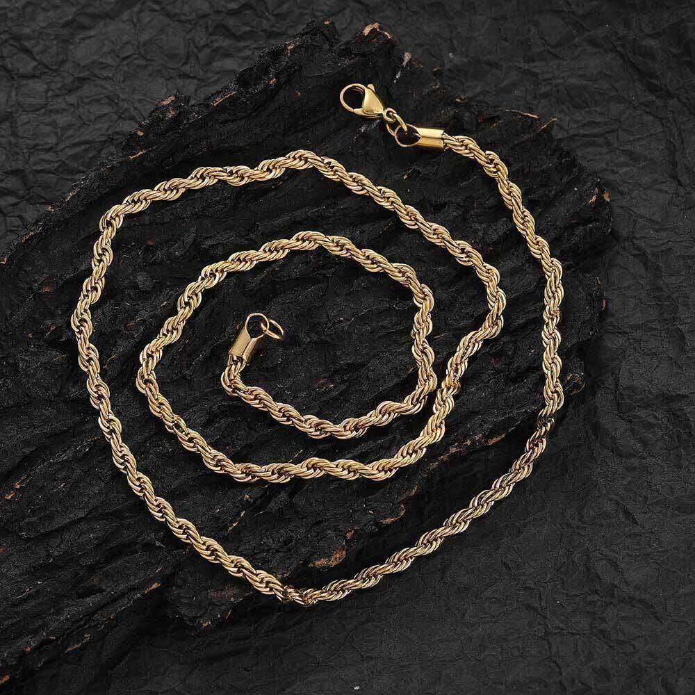 Stainless Twist Chain Men's Women's Jewelry Gold Titanium Steel Necklace fbff