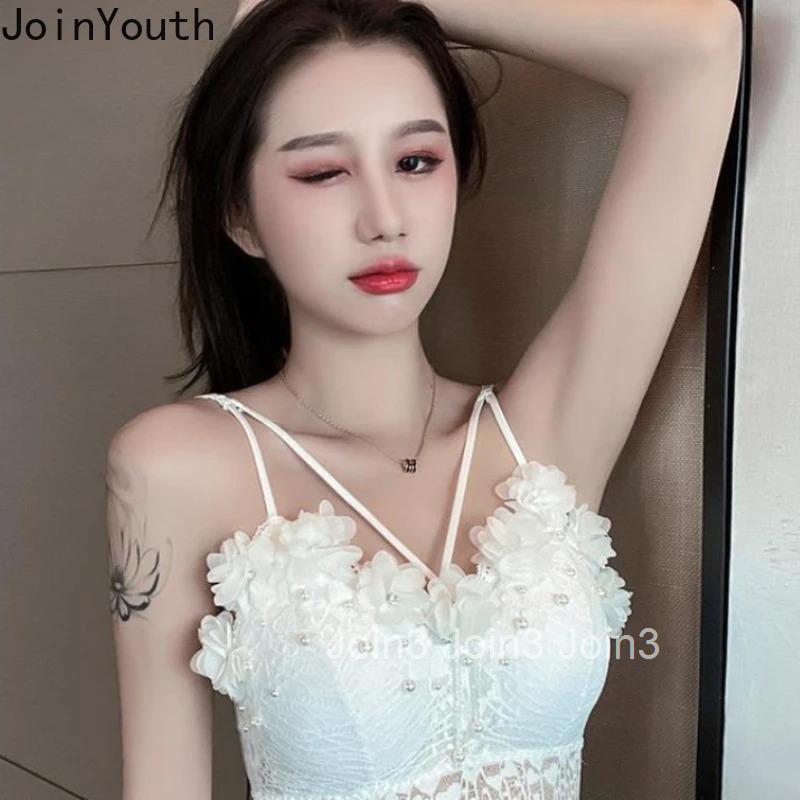 Women Vest Heavy Beading Tassel Floral Crop Tops Tunic Fashion Sexy Summer Camis 2025 Ropa Mujer Lace Sweet Korean Tanks 7p468