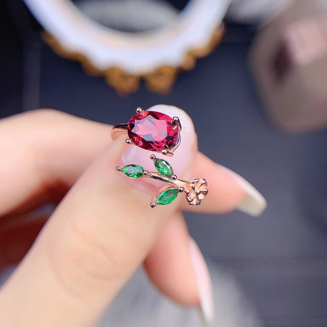 FS Inlay 6*8mm Natural Garnet Ring for Women S925 Sterling Silver Fine Fashion Charm Weddings Jewelry MeiBaPJ With Certificate 250617