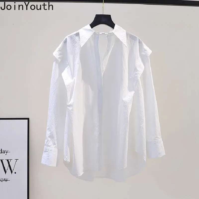 2025 Blusas Mujer De Moda Cotton Blouses for Women Long Sleeve Ruffles Vintage Oversized Tops Fashion Korean White Shirts 27r728