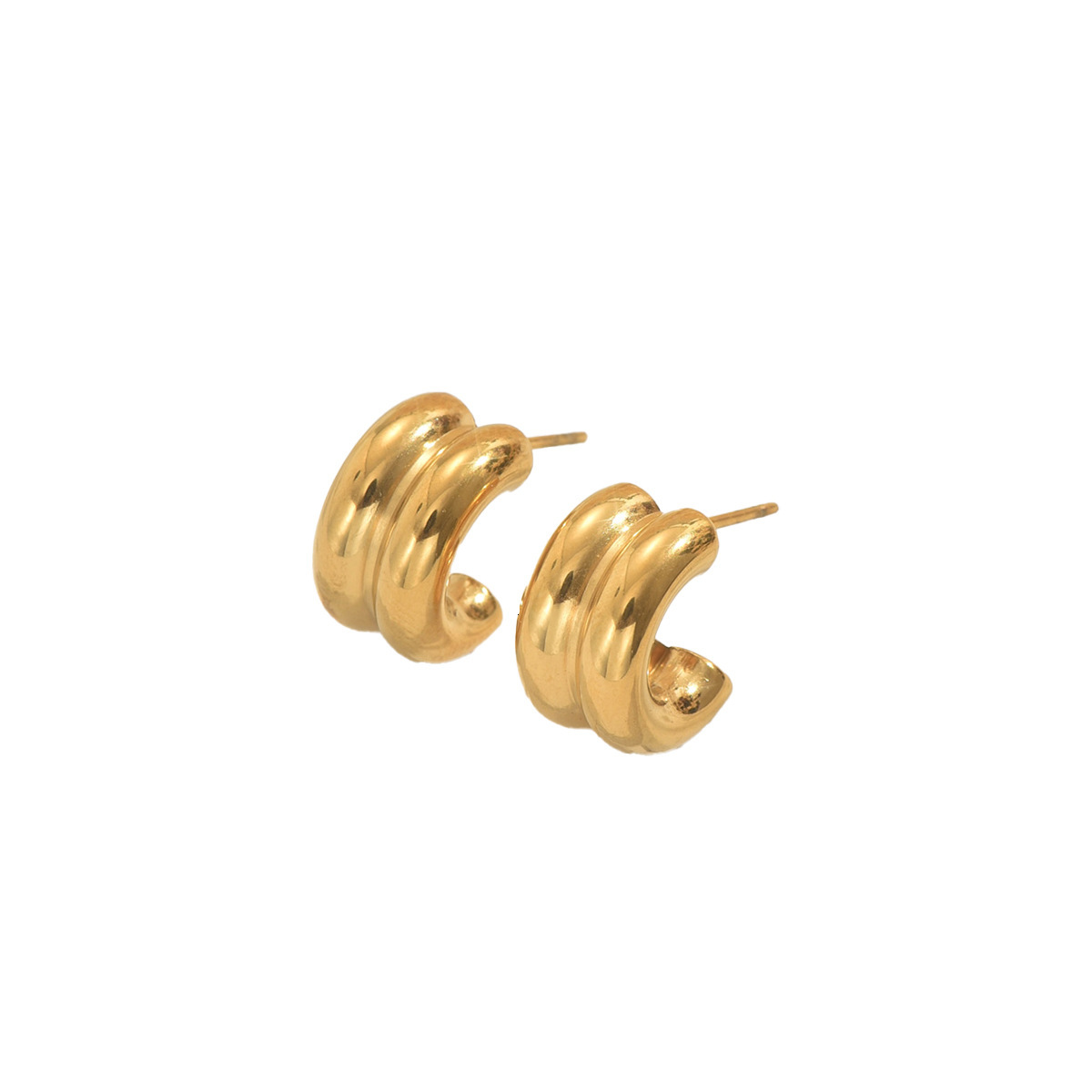 Women's C-Shaped Light High-End Glossy Design Stud Versatile Earrings For Women