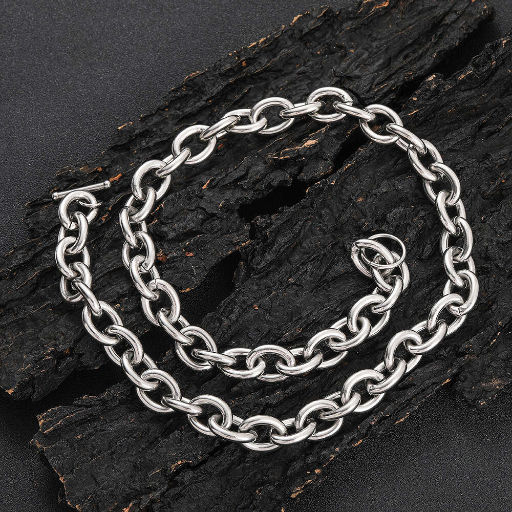 12mm Stainless Cross O Chain Men's Hip Hop Titanium Steel Necklace 040f