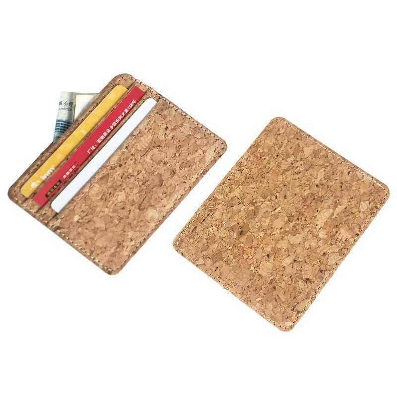 Cork Leather ID Bank Card Holder Credit Multi Slot Slim Card Case Wallet Women Men Business Card Cover Money Bag Coin Purse Z250621