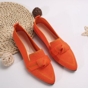 Luxury Brand Designer Shoes Sandals Manufacturer Wholesale New Flyknit Women's Shoes Spring Autumn Pointed Toe Slimming Flat Slip-On Casual Butte
