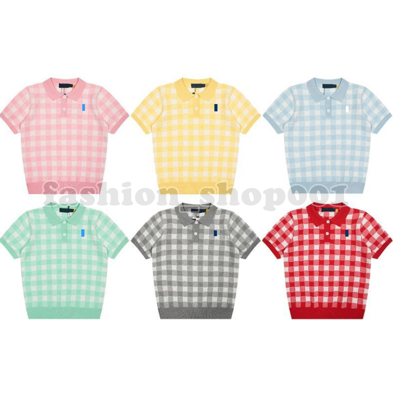 Woman polo shirt Designer womens T Shirts horse Vintage Graphic tee Sweater check embroidery knitting short-sleeved versatile fitting cardigan women polo