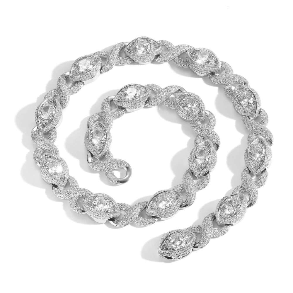 15MM Infinite Eye Figure-8 Cuban Chain Micro Paved Zircon Personality Hip Hop Men's Necklace 0d03