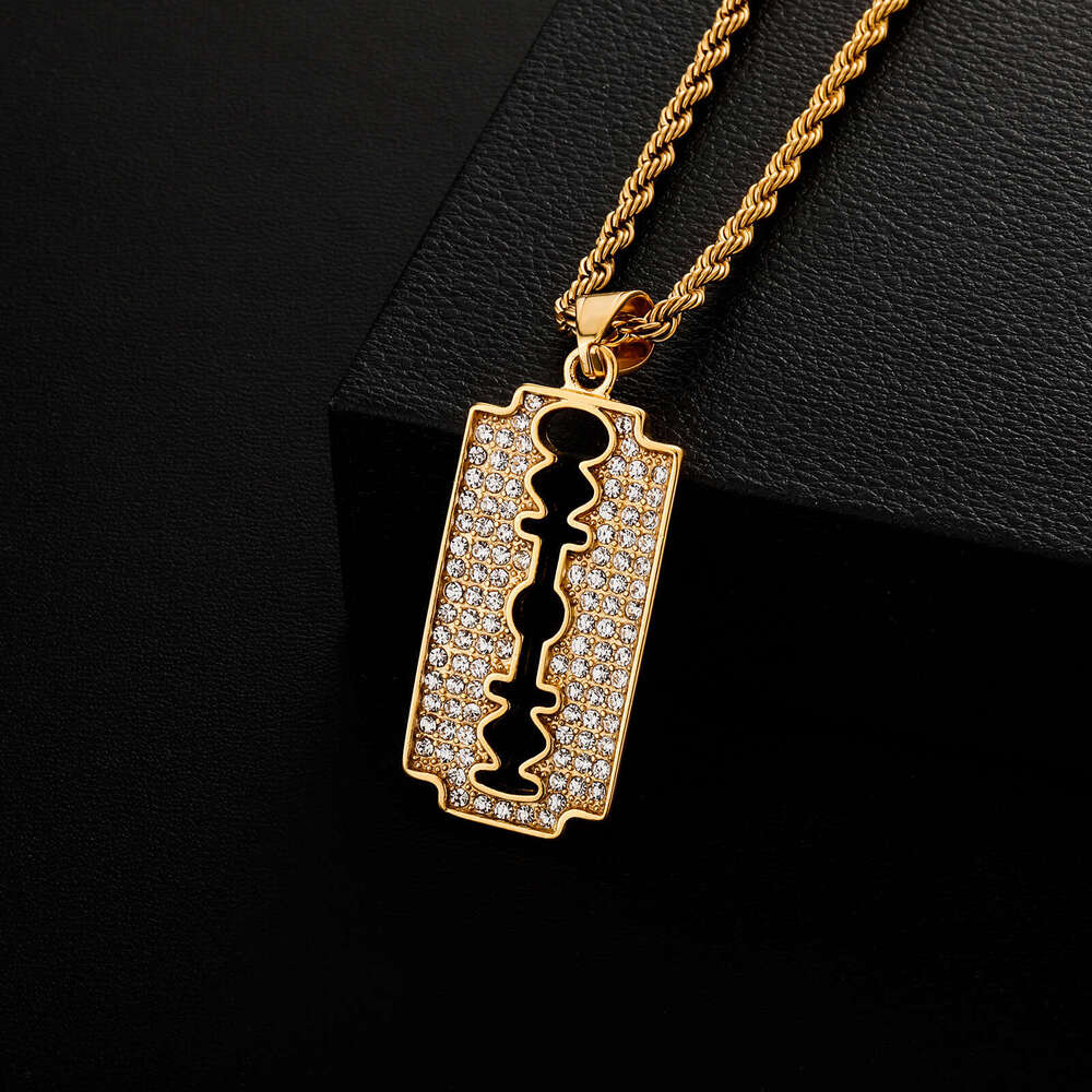 Hot Selling Stainless Steel Blade Hip-Hop Style Pendant Necklace Unisex Trendy Accessories TikTok Live