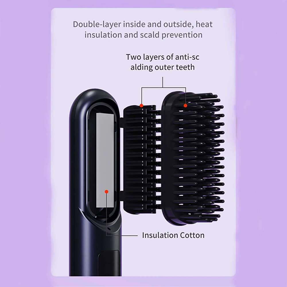 New Wireless Comb USB Rechargeable Fast Heating Hair Brush Portable Hair Styler For Straightening And Curling