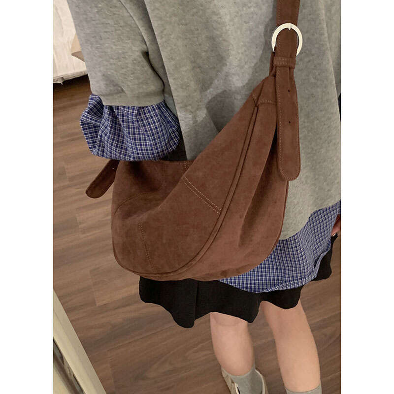 Deerskin Crossbody for Women, Autumn designer bag Winter 2024 New Korean Style Simple Dumpling Bag, Versatile Shoulder Underarm Bag