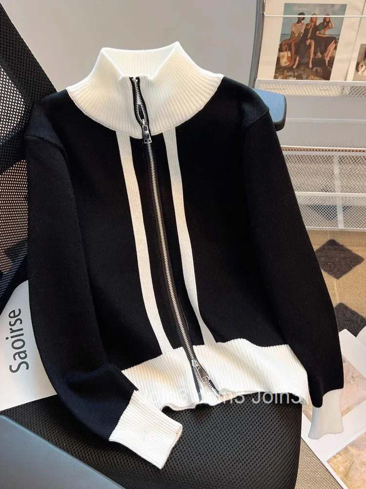 Cardigan Women Clothing Turtleneck Zipper Tunic Sueter Mujer Fall Winter Clothes Casual Fashion Knitted Cropped Sweater Coat