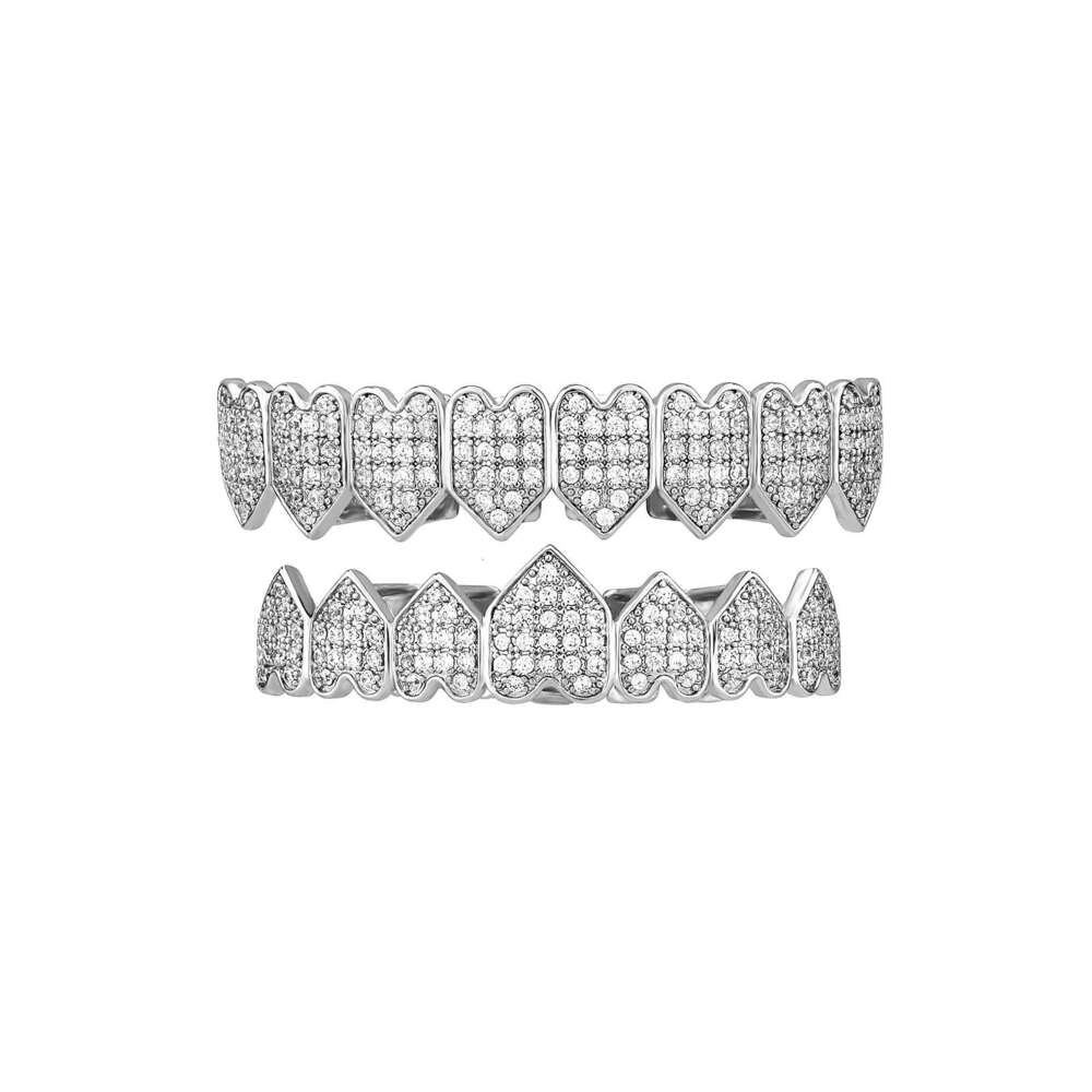 Jin Ao New Product Braces Hip-Hop Micro-Paved Zircon Heart Tooth Jewelry Cosplay Costume Personality Exaggerated Accessories