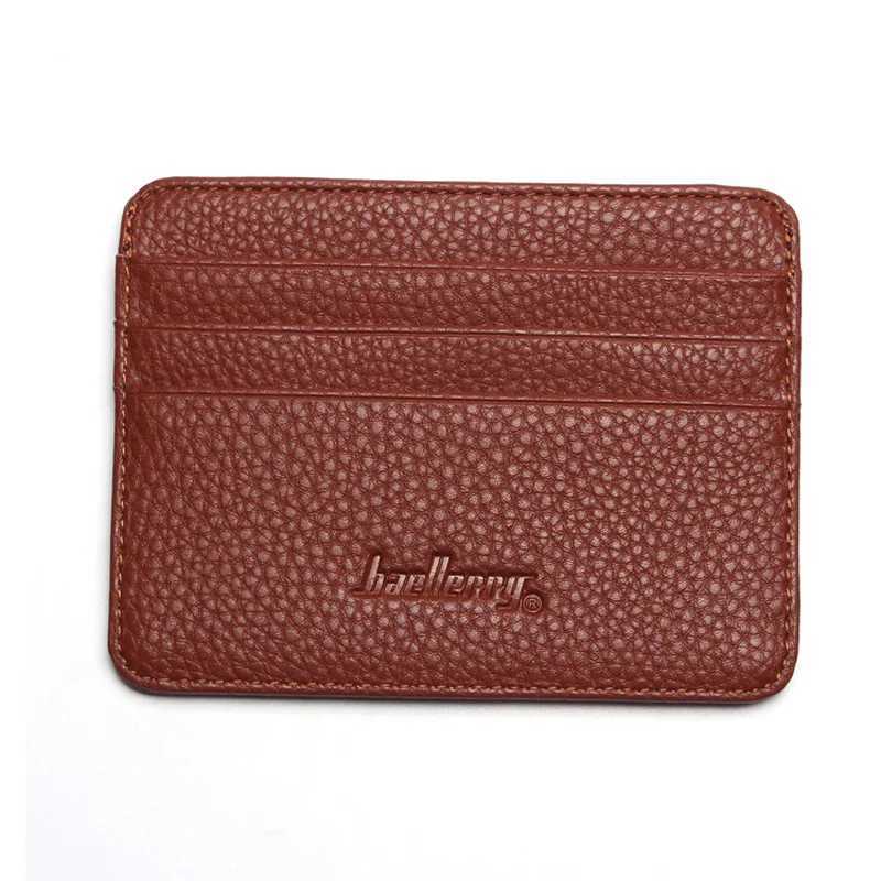 baellerry Mini Mens leather holder id card case thin wallet for women with coin pocket small purse cardholder Z250621