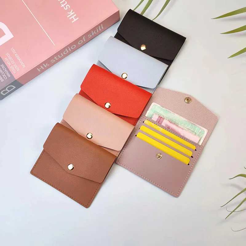 Men Women Bank ID Bus Card Holder Travel Card Organizer Solid Color Leather Multi-card Slot Portable Case Z250621