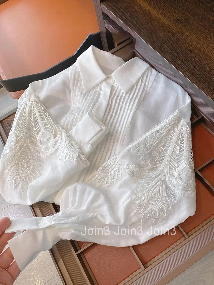 Fashion Blusas Mujer De Moda 2025 Chic Blouse Hollow Out Lantern Sleeve Vintage Shirts Loose Elegant Korean Blouses Tops Femme