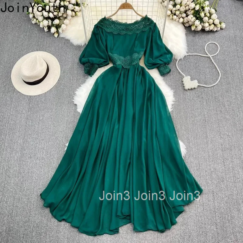 Temperament Robe Femme Elegant Dress for Womens Slash Neck Slim Waist Fashion Irregulae Maxi Dresses 2025 Vestidos De Mujer