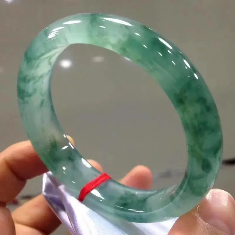 Light Green Jade Bracelet Fashion Accessories Jadeite Natural Charm Jewelry Women Men Handcarved Round Bangle Hand Ring250616