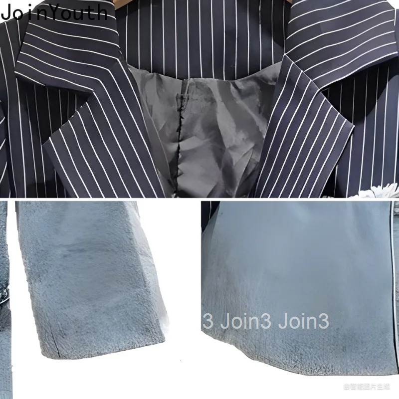 Womens Suit Jacket Striped Patchwork Denim Outwear Streetwear Y2k Tops Fashion Outwear Casual Irregular Coat 2025 Ropa Mujer