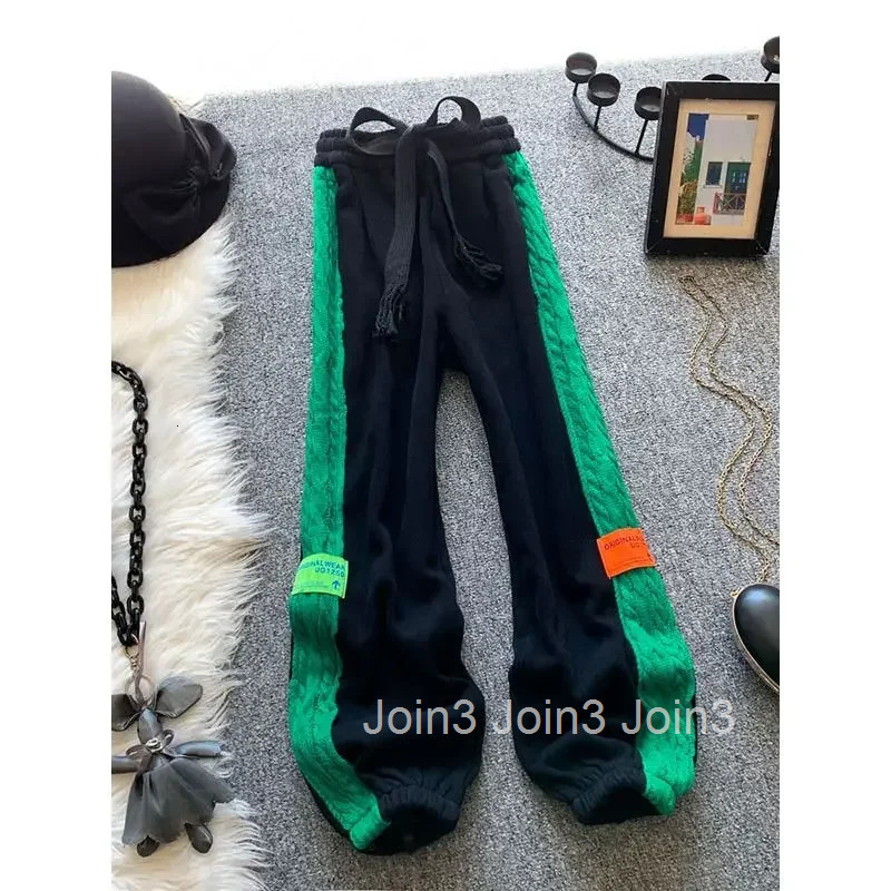 Harajuku Joggers Fashion Korean Y2k Pants for Womens Contrast Color Casual Pantalon Femme Thicked Bandage Straight Trousers