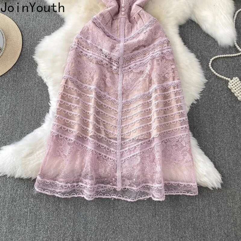 Temperament Robe Femme Elegant Dresses for Womens 2025 Vestidos De Mujer O-neck Short Sleeve Tunic Lace Emegant Summer Dress