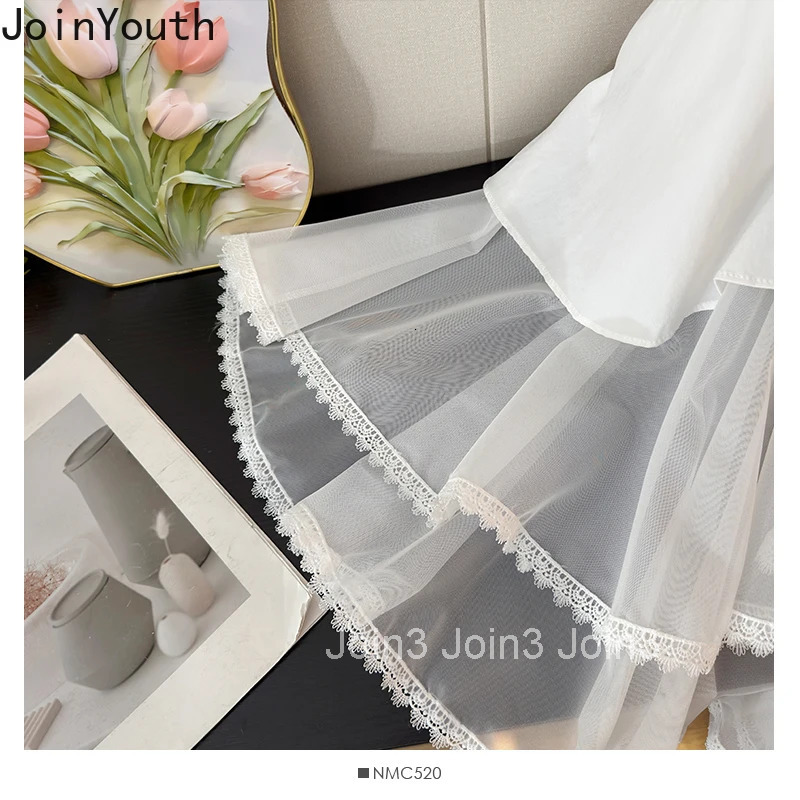 Summer Women Skirt Patchwork Gauze High Waist Folds Jupe Fashion Korean Saia 2025 Faldas Mujer De Moda Irregular Chic Skirts