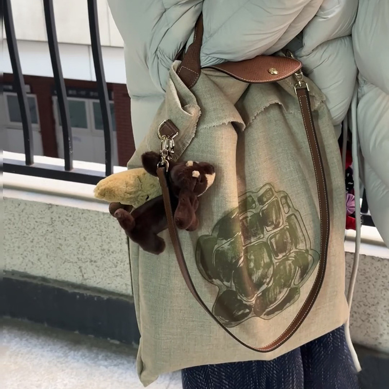 Free shipping designer bag 2025 New Canvas Pleated Shoulder Bag Lazy Style Cotton Linen Soft Crossbody Tote Bag Large Capacity Women Bag