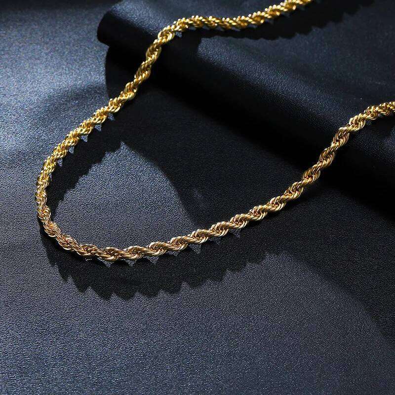Vnox Dainty Gold Color Rope Chain Necklaces for Women Men,Chic Twisted Collar, Waterproof Stainless Steel Link 2/3/4/5mm Width Good quality