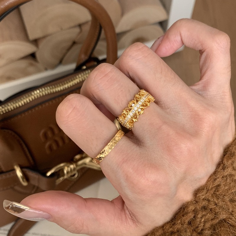 Luxury Moissanite rings Through diamond testing Full Diamond Lace Crown Vintage Royal Intricate Hollow Versatile Elegant Statement Ring