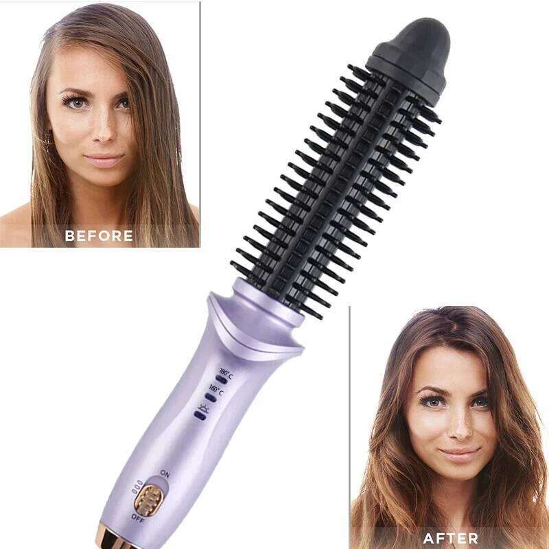 Hot Air Comb Mini Electric Brush Volumizer 2 In 1 Salon Hair Straightener Curler Portable Curling Styler