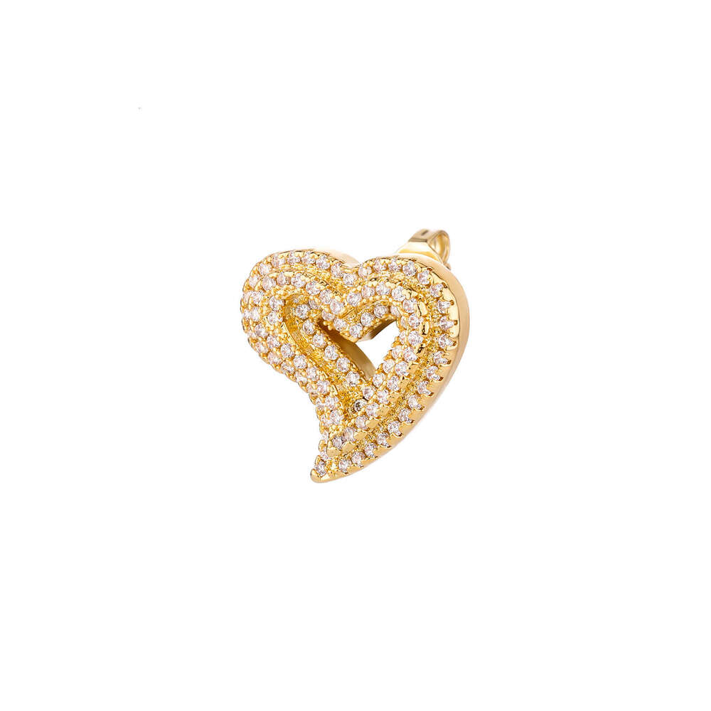 Zircon Hollow Heart Light Fashion Hip-Hop Earrings Exaggerated Personality Ear Jewelry