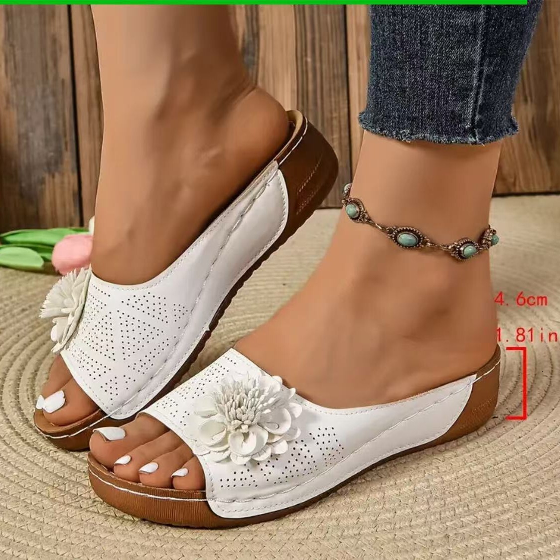 Luxury Brand Designer Shoes Sandals Southeast Asian Foreign Trade Plus Size Thick Sole Hollow Out One-Strap Sandals For Women Cross-Border Open-Toe Fl