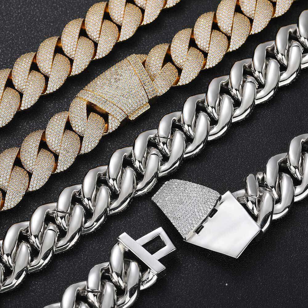 Hip Hop Jewelry 24mm Bubble Cuban Trendy Brand Personality Pave Zircon Men's Necklace 3818