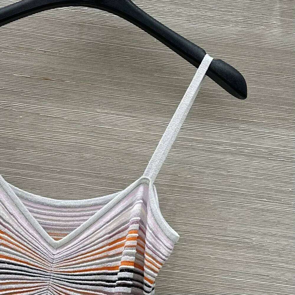 New Women Striped Slim Knitted Dresses Spaghetti Strap Stretch Sweater Dress