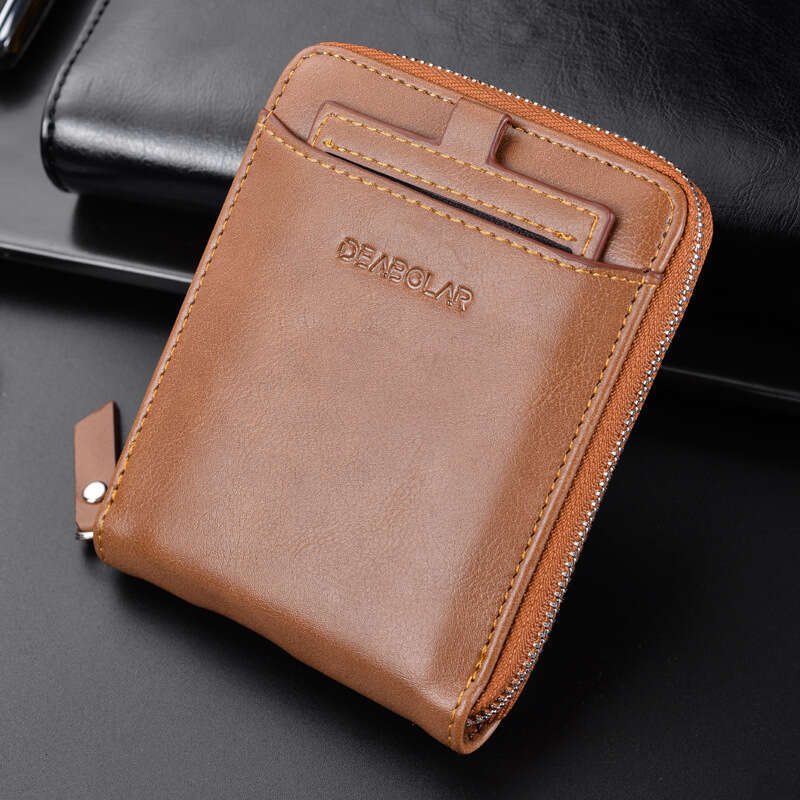 Hot Selling Men's Short Youth Personality Leather Wallet Pull Chain Card Holder Coin Purse