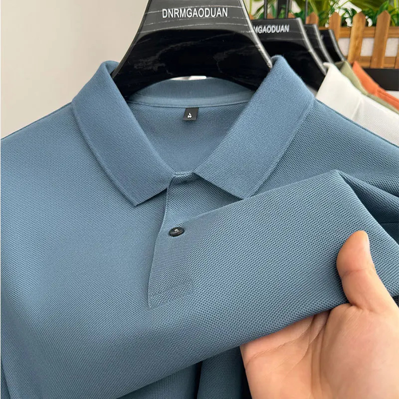100% pure cotton summer mens short sleeve shirt high-end comfortable breathable T-shirt business casual polo shirt 250618