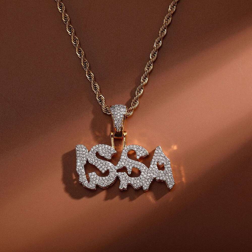 English Alphabet Full Dia Pendant Necklace for Men and Women, Trendy Ins Style