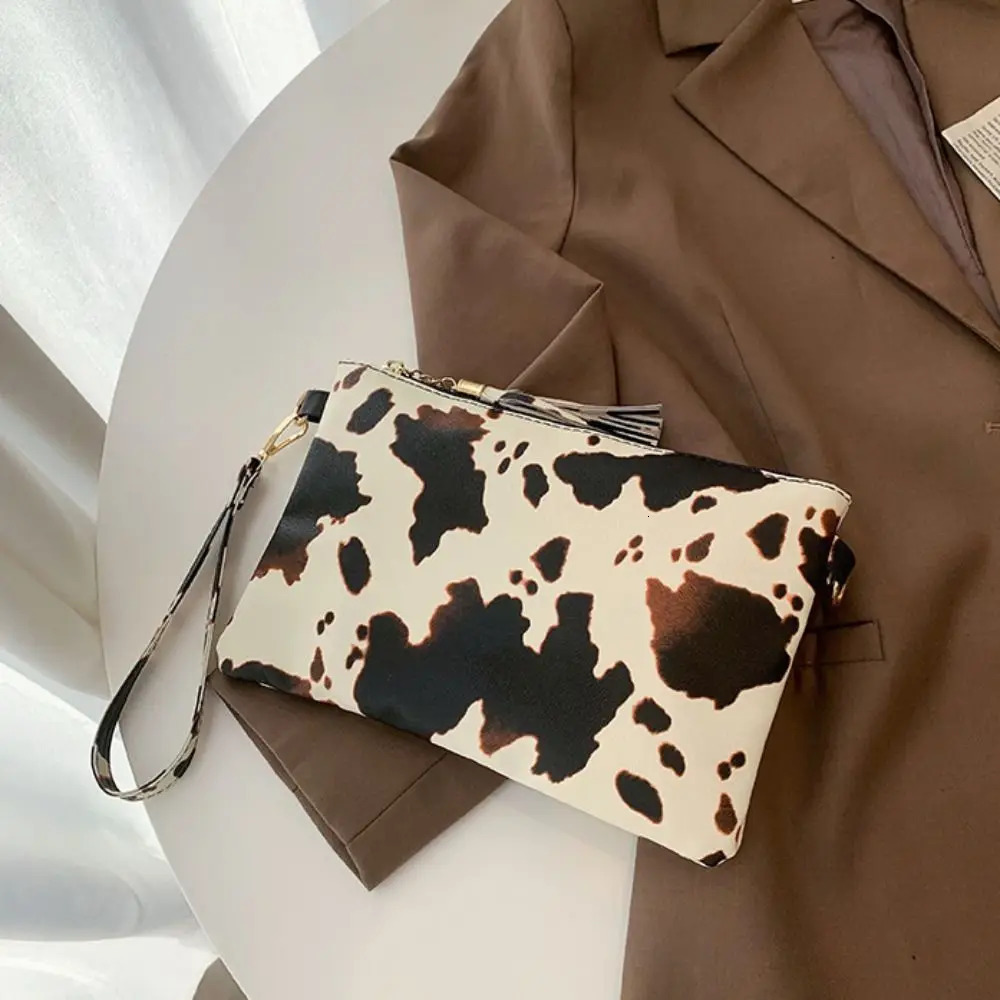 Large Capacity Women Handbag Leopard print Cow print Envelope Wristlet Bag PU Briefcase 250617