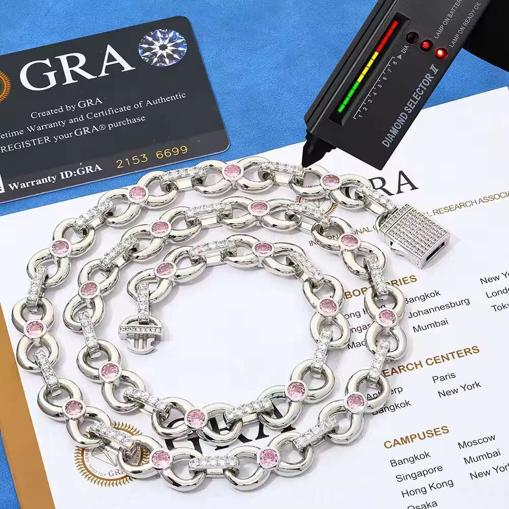 Hot Sale Hip Hop S925 Silver Moissanite Necklace for Men Versatile Eight Character Infinite Chain Cross-Border Hip-Hop