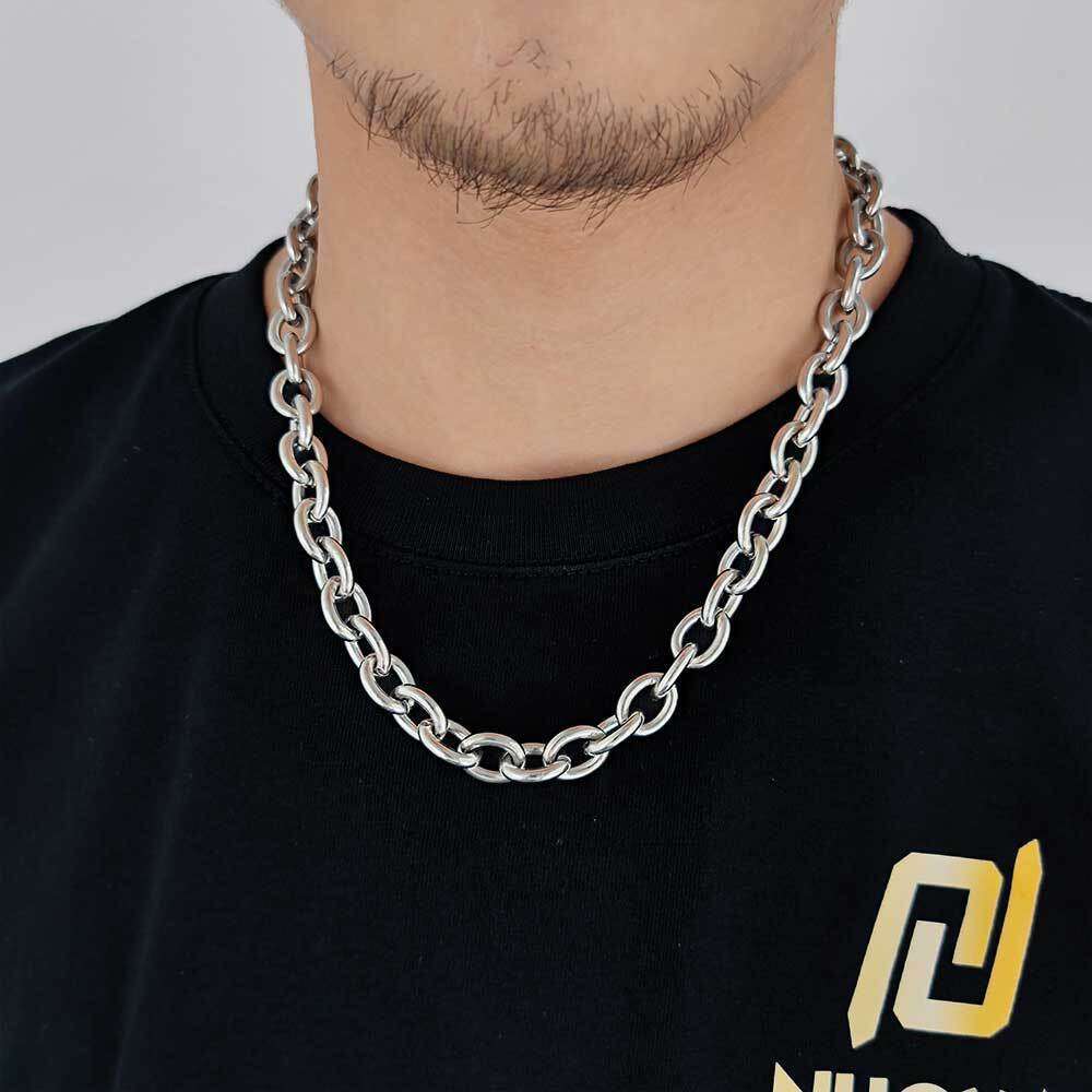 12mm Stainless Cross O Chain Men's Hip Hop Titanium Steel Necklace 040f