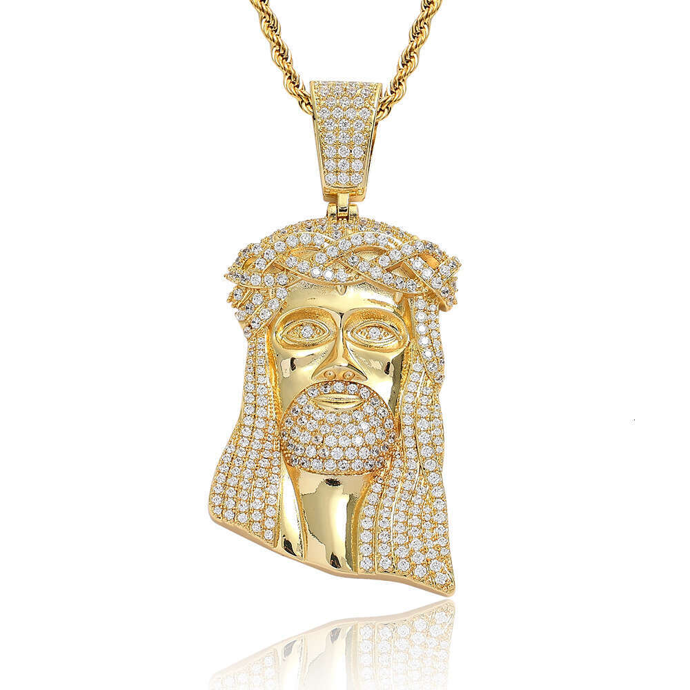 Hip Hop Necklace Head Jewelry Exaggerated Zircon Men's Pendant efaa