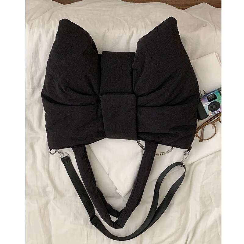 Korean Style Fashion Bow Nylon designer bag Canvas for Women Summer 2024 New Down Large Capacity Underarm Bag