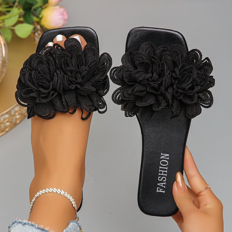Luxury Brand Designer Shoes Sandals Cross-Border Foreign Trade Women's Slippers 2025 Spring New Fashion Floral One-Strap Casual Flat Beach Sandal