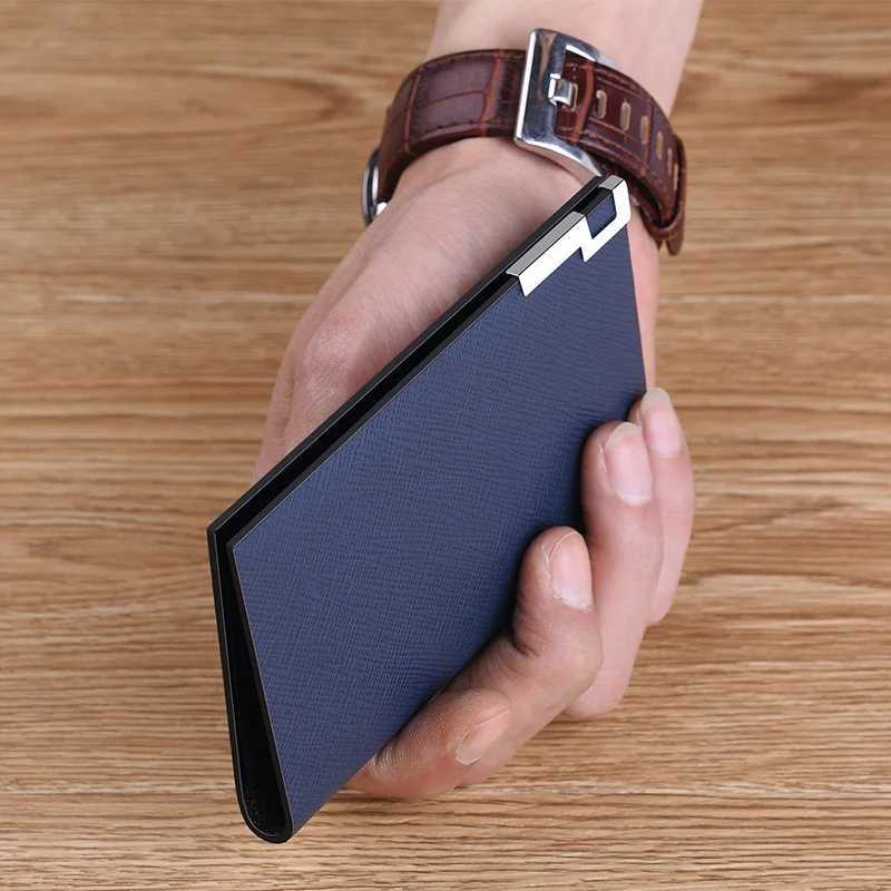 New Mens Wallet Ultra thin 100% Genuine Leather Mini Card Holder Men bi-fold Purse Can Hold Drivers License High quality Z250621