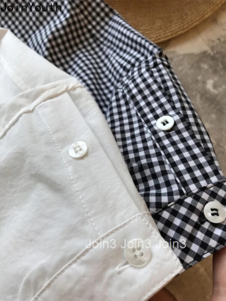 Vintage Camisas De Mujer O-neck Puff Sleeve Blouses Women Clothing Fashion Plaid Shirts Loose Casual Korean Summer Blouse Tops
