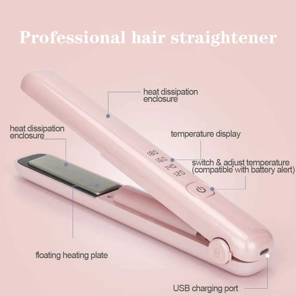Wireless Hair Straightener Mini Curling Iron Fast Warm-up Ceramic Straightening Styling Tool Four-gear Temperature AdjustmentXJ250621