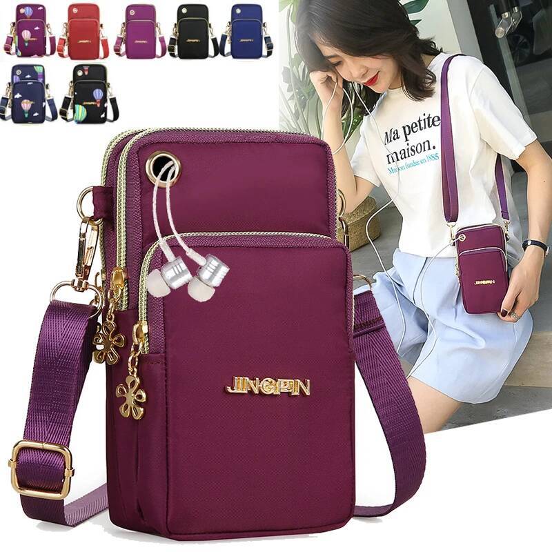 DHGM Mobile Phone Women's Crossbody Mini Bags Fashion Mom Mommy Coin Neck Hanging Running Cover Shoulder Bag 3 Layer Wallet