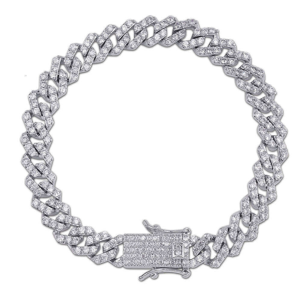 INS10MM Dia-Shaped Cuban Chain Full Dia Necklace for Men and Women Hip-Hop Bracelet Special