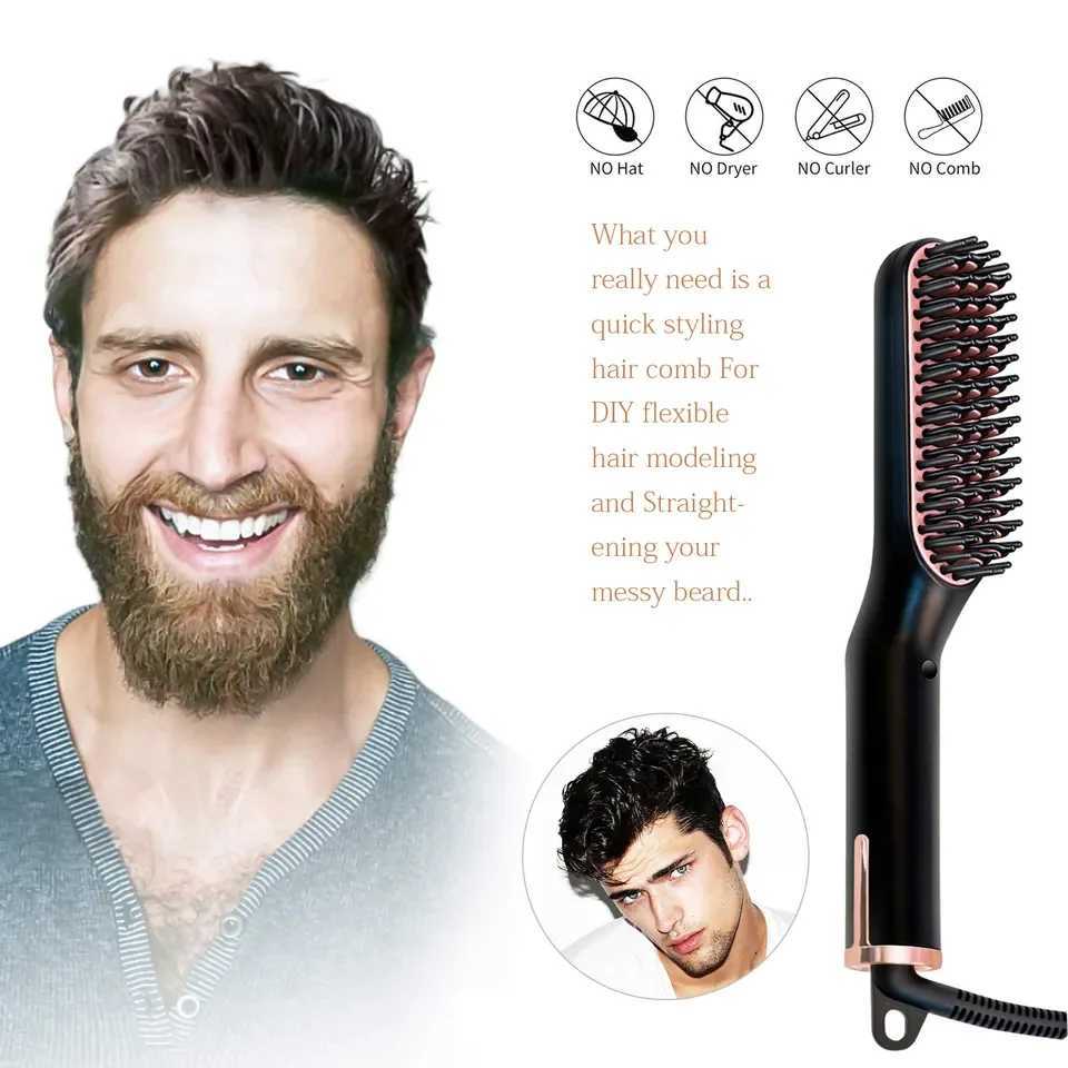 Unisex Hair Straightener Brush Hot Comb Wireless Beard Straightener for Men Beard Comb Hair Curler Styling Tool StraighteningXJ250621