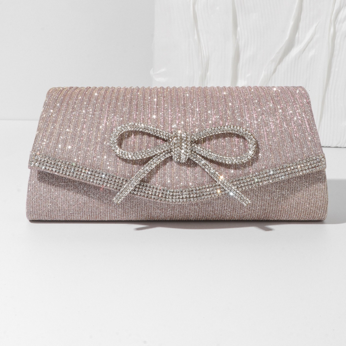 Free Shipping 2025 New Designer Bag Trendy High-quality Shopping Bags Fashion New Evening Bag With Rhinestones Bowknot Glitter Clutch Chain Crossbody